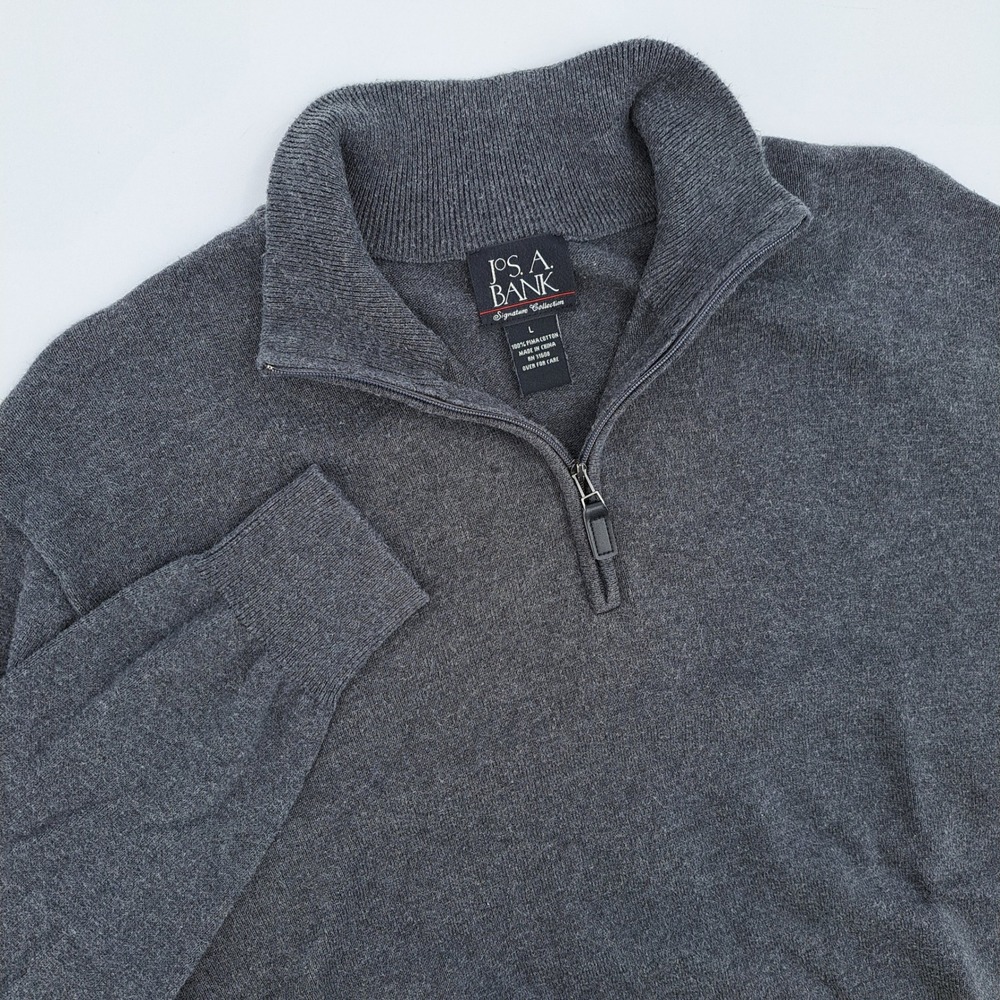 Jos. A. Bank Signature Collection 1/4 Zip Sweater Mens L Pima Cotton Gray